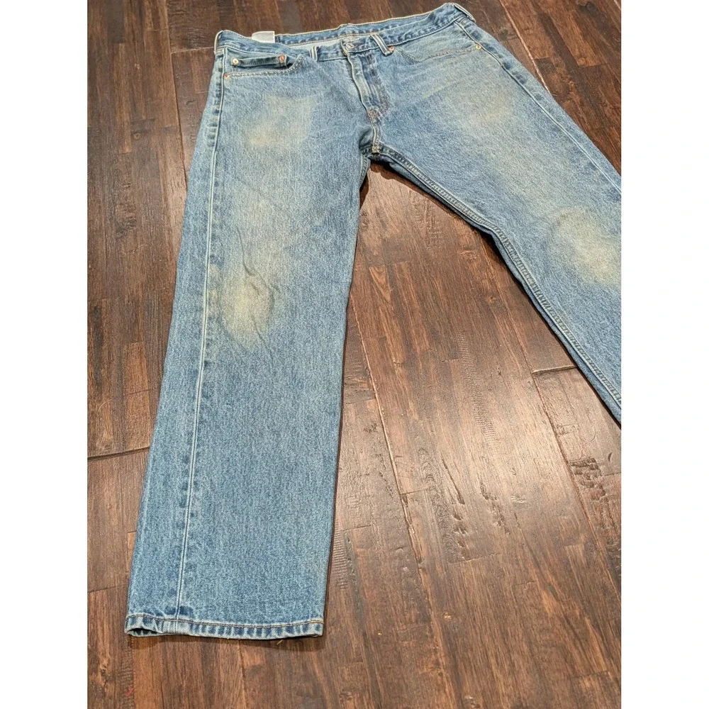 Levis 505 Jeans‎ Mens 36x32 Blue Denim Straight Leg Zip Fly Red Tab Medium Wash